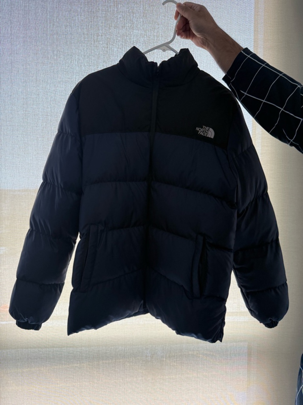 The North Face Two-Tone Black and Navy Puffer Coat